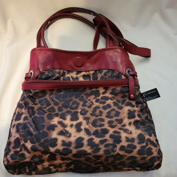 B. Makowsky Deep Red Pebbled Leather Bag EUC Silver Hardware - Picture 7 of 16